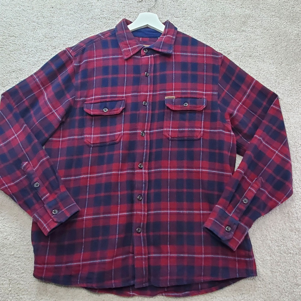 Orvis Flannel Shirt Mens Large Multicolor Plaid Cotton Button Front Long Sleeve